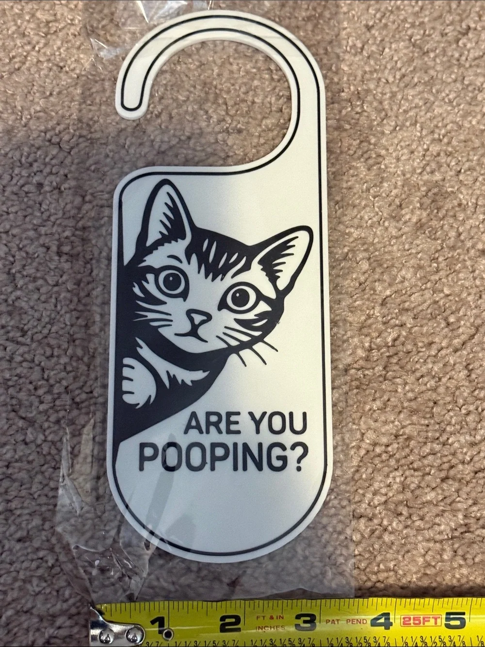 Cute Black & White Cat Bathroom Door Hangers - Set of 4 - Picture 6 of 7